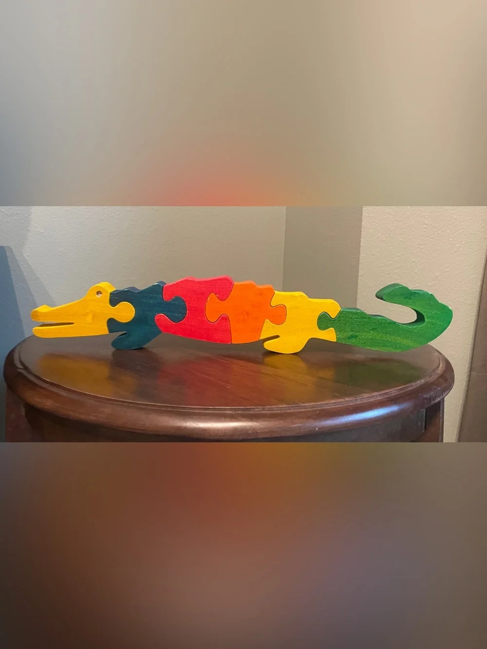 Colorful Handmade in Belize Wooden Crocodile Puzzle